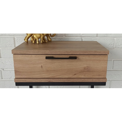 Stolik nocny dąb artisan-czarny loft metal 
