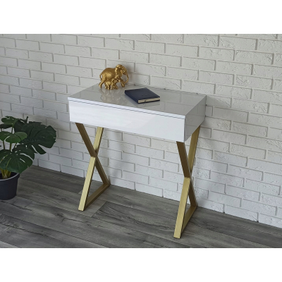 KONSOLA PRZEDPOKÓJ POŁYSK Z SZUFLADĄ ZŁOTE X 75CM