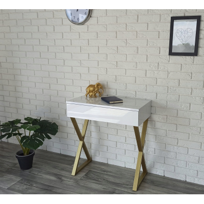 KONSOLA PRZEDPOKÓJ POŁYSK Z SZUFLADĄ ZŁOTE X 75CM