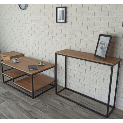 NOWOCZESNA KONSOLA METAL LOFT DĄB ARTISAN 80CM