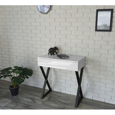 TOALETKA POŁYSK Z SZUFLADĄ CZARNE NÓŻKI X 75CM