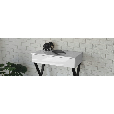 TOALETKA POŁYSK Z SZUFLADĄ CZARNE NÓŻKI X 75CM