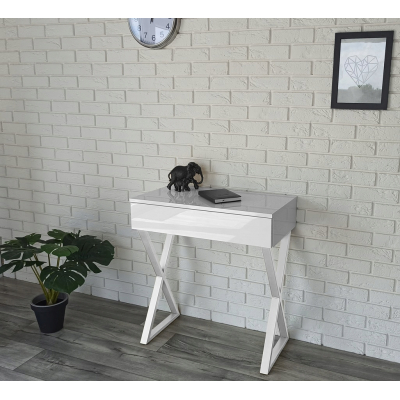 TOALETKA POŁYSK Z SZUFLADĄ BIAŁE NÓŻKI X 75CM