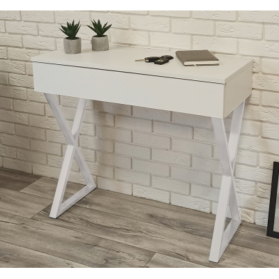 TOALETKA BIAŁA MATOWA SZUFLADĄ BIAŁE NÓŻKI X 90CM