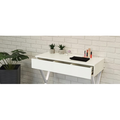 TOALETKA BIAŁA MATOWA SZUFLADĄ BIAŁE NÓŻKI X 90CM