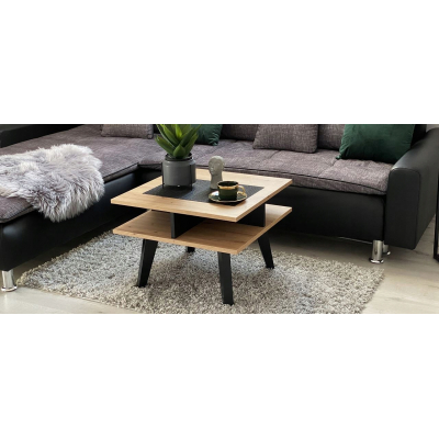 NOWOCZESNY STOLIK KAWOWY ZIMBA 60x60 ŁAWA LOFT DĄB