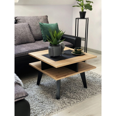 NOWOCZESNY STOLIK KAWOWY ZIMBA 60x60 ŁAWA LOFT DĄB