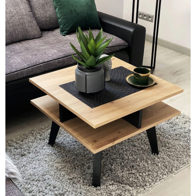 NOWOCZESNY STOLIK KAWOWY ZIMBA 60x60 ŁAWA LOFT DĄB