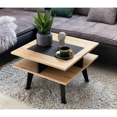 NOWOCZESNY STOLIK KAWOWY ZIMBA 60x60 ŁAWA LOFT DĄB