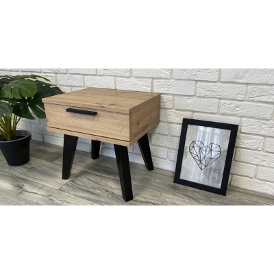 Stolik nocny dąb artisan czarne nóżki Aston