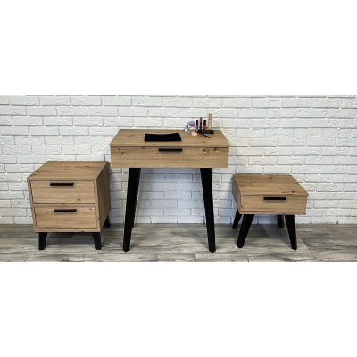 Stolik nocny dąb artisan czarne nóżki Aston