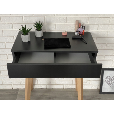 TOALETKA CZARNA LENA DREWNIANE NÓŻKI MAT 75CM