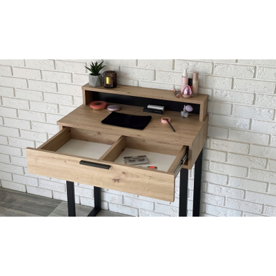 TOALETKA LENA PLUS DĄB ARTISAN METAL CZARNE U 75CM