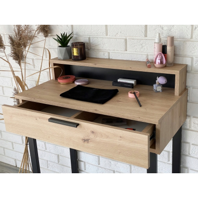 TOALETKA LENA PLUS DĄB ARTISAN METAL CZARNE U 75CM
