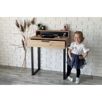TOALETKA LENA PLUS DĄB ARTISAN METAL CZARNE U 75CM
