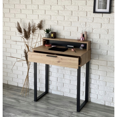 TOALETKA LENA PLUS DĄB ARTISAN METAL CZARNE U 75CM