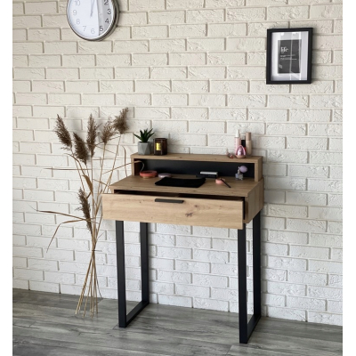 TOALETKA LENA PLUS DĄB ARTISAN METAL CZARNE U 75CM