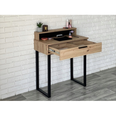 TOALETKA LENA PLUS DĄB ARTISAN METAL CZARNE U 75CM