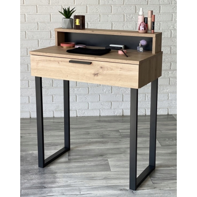 TOALETKA LENA PLUS DĄB ARTISAN METAL CZARNE U 75CM