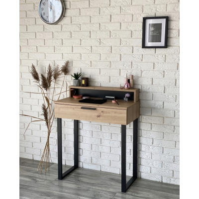 TOALETKA LENA PLUS DĄB ARTISAN METAL CZARNE U 75CM