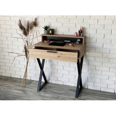 TOALETKA LENA PLUS DĄB ARTISAN METAL CZARNE X 75CM