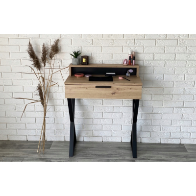 TOALETKA LENA PLUS DĄB ARTISAN METAL CZARNE X 75CM