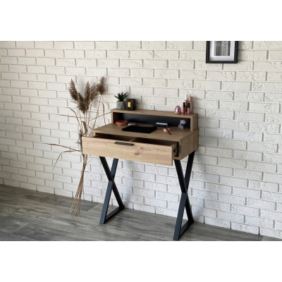 TOALETKA LENA PLUS DĄB ARTISAN METAL CZARNE X 75CM