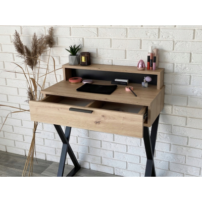 TOALETKA LENA PLUS DĄB ARTISAN METAL CZARNE X 75CM