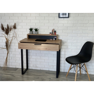 TOALETKA LENA PLUS DĄB ARTISAN METAL CZARNE U 90CM