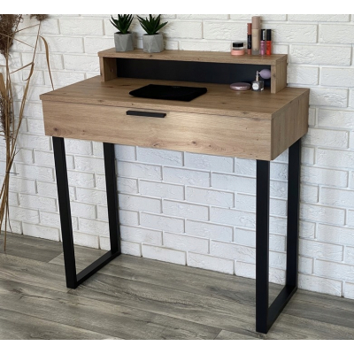 TOALETKA LENA PLUS DĄB ARTISAN METAL CZARNE U 90CM