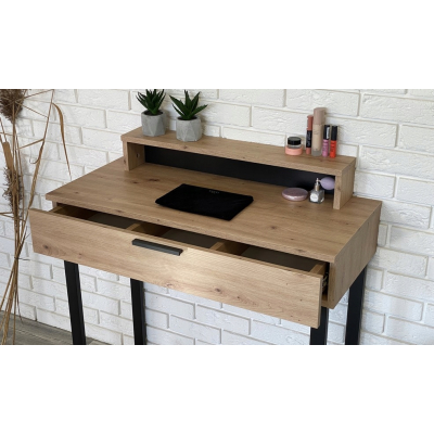 TOALETKA LENA PLUS DĄB ARTISAN METAL CZARNE U 90CM