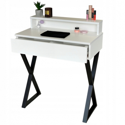 TOALETKA LENA PLUS BIAŁA MAT METAL CZARNE X 75CM