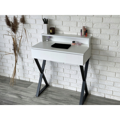 TOALETKA LENA PLUS BIAŁA MAT METAL CZARNE X 75CM