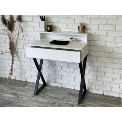TOALETKA LENA PLUS BIAŁA MAT METAL CZARNE X 75CM