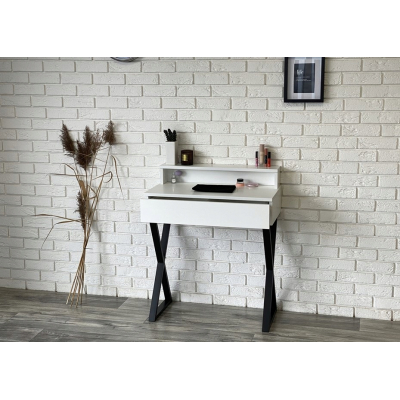 TOALETKA LENA PLUS BIAŁA MAT METAL CZARNE X 75CM